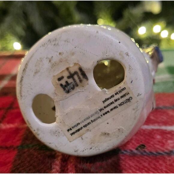 Snowman Tea Light Candle Holder with Blue Scarf and Red Hat Christmas Decoration - Picture 3 of 3